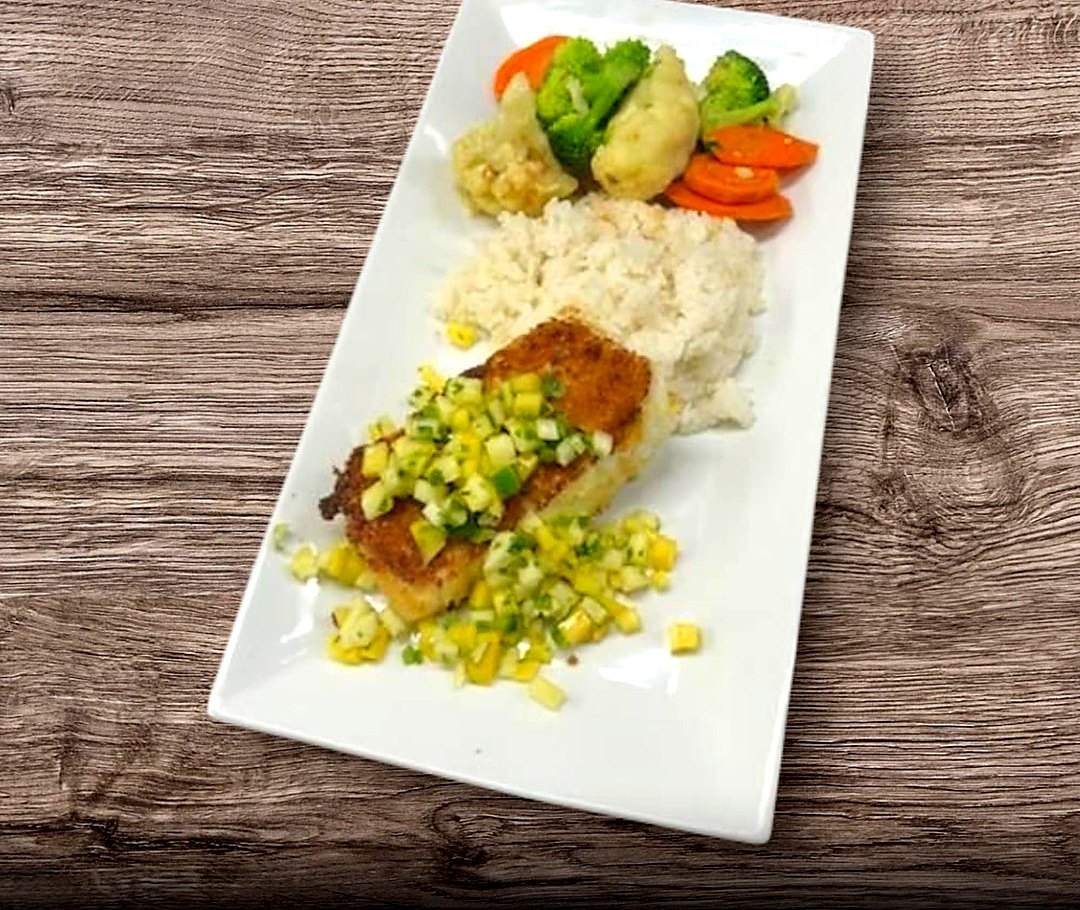 Macadamia crusted halibut