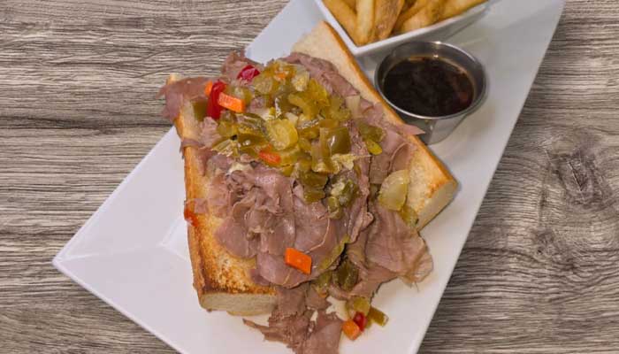 Italian style roast beef sandwiches with side of au jus served at Matera Grill and Italian Restaurant in Escanaba, MI